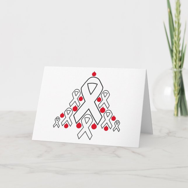 Cartes Pour Fêtes Annuelles Cancer du poumon Arbre à ruban de Noël (Devant)