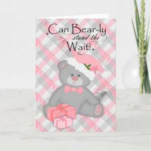 Cartes Pour Fêtes Annuelles Cancer du sein Plaid Xmas Teddy Bear