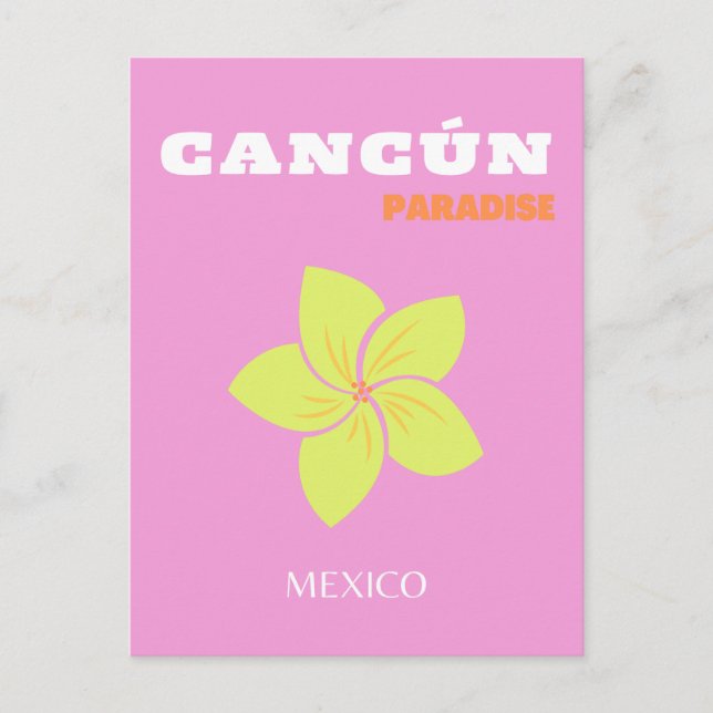 Cartes Pour Fêtes Annuelles Cancun, Mexique, Art tropical, Preppy, Preppy, Pre (Devant)
