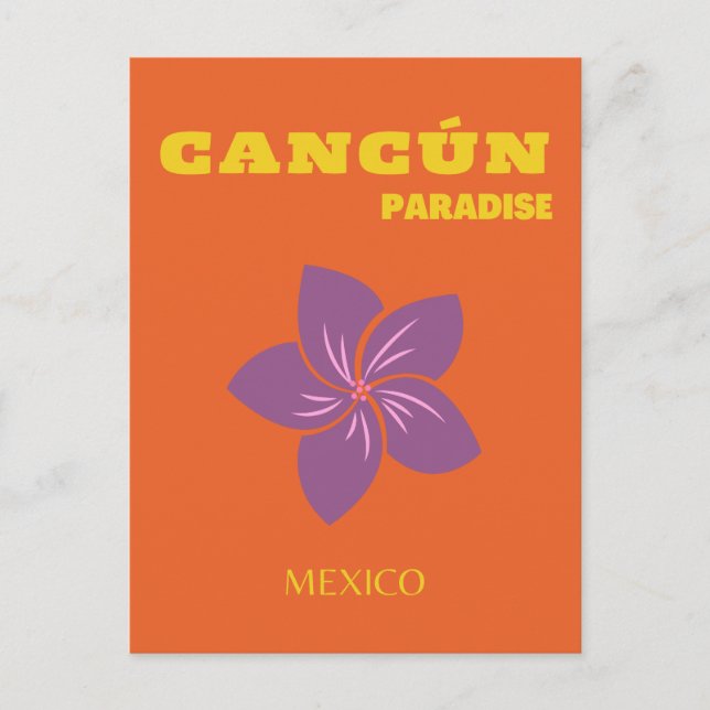 Cartes Pour Fêtes Annuelles Cancun, Mexique, Art Voyage, Art Tropical, Orange (Devant)