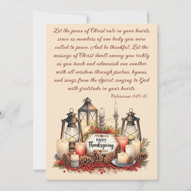 Cartes Pour Fêtes Annuelles Candlelight Gratitude – Thanksgiving Blessing  (Devant)