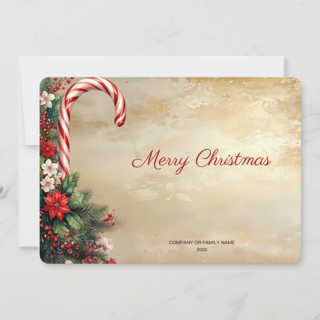 Cartes Pour Fêtes Annuelles Candy Cane Christmas Holiday Card (Devant)