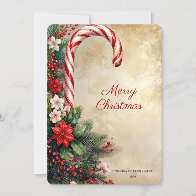 Cartes Pour Fêtes Annuelles Candy Cane Christmas Holiday Card (Devant)