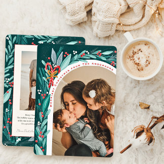 Cartes Pour Fêtes Annuelles Candy Cane Feuillage de Fêtes 2 Photo Noël