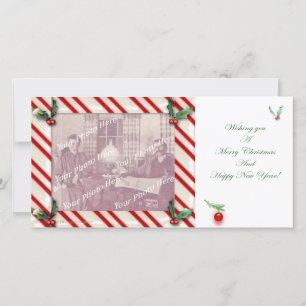 Cartes Pour Fêtes Annuelles Candy Cane Frame Christmas Photocard