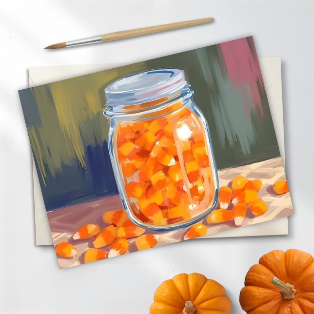 Cartes Pour Fêtes Annuelles Candy Corn Jar | Joyeux Halloween (Créateur téléchargé)