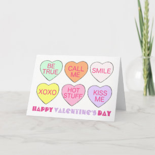 Cartes Pour Fêtes Annuelles Candy Hearts Conversation Heureuse Sainte-Valentin