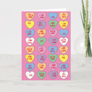 Cartes Pour Fêtes Annuelles Candy Hearts messages personnalisés Valentine