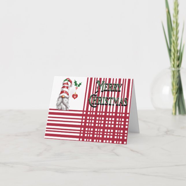 Cartes Pour Fêtes Annuelles Candy Stripe Gnome (Devant)