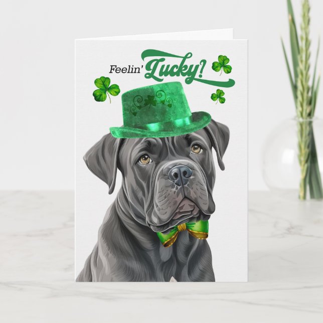 Cartes Pour Fêtes Annuelles Cane Corso Chien Lucky St Patrick's Day (Devant)