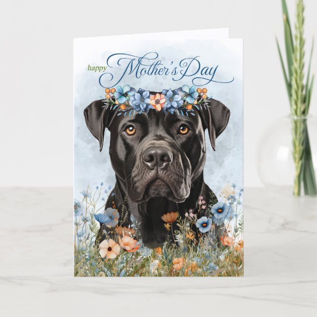 Cartes Pour Fêtes Annuelles Cane Corso Dog Wildflowers Mother's Day (Devant)