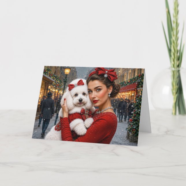 Cartes Pour Fêtes Annuelles Caniche  (Devant)