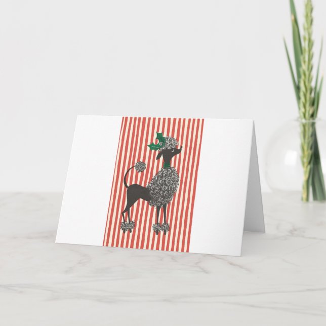 Cartes Pour Fêtes Annuelles Caniche de Noël (Devant)