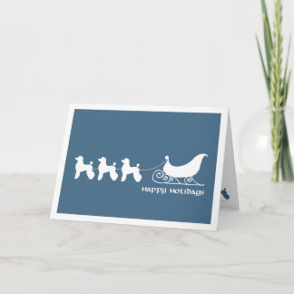 Cartes Pour Fêtes Annuelles Caniches tirant Sleigh de Père Noël