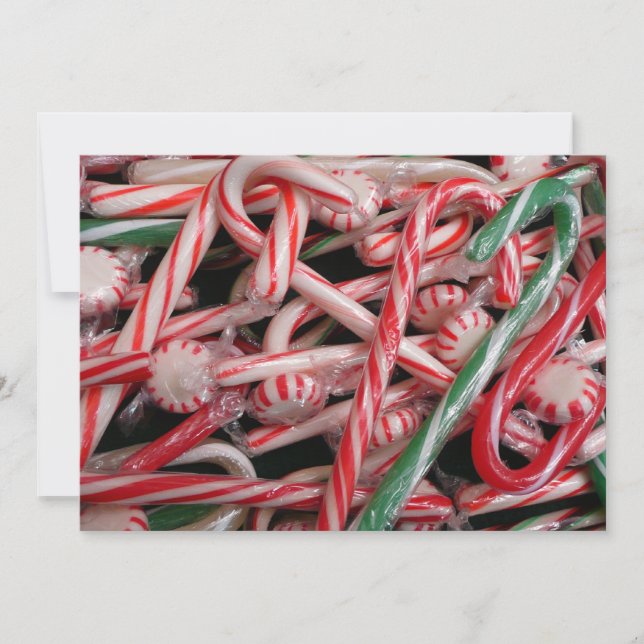 Cartes Pour Fêtes Annuelles Canne à sucre et bonbons de Noël (Devant)