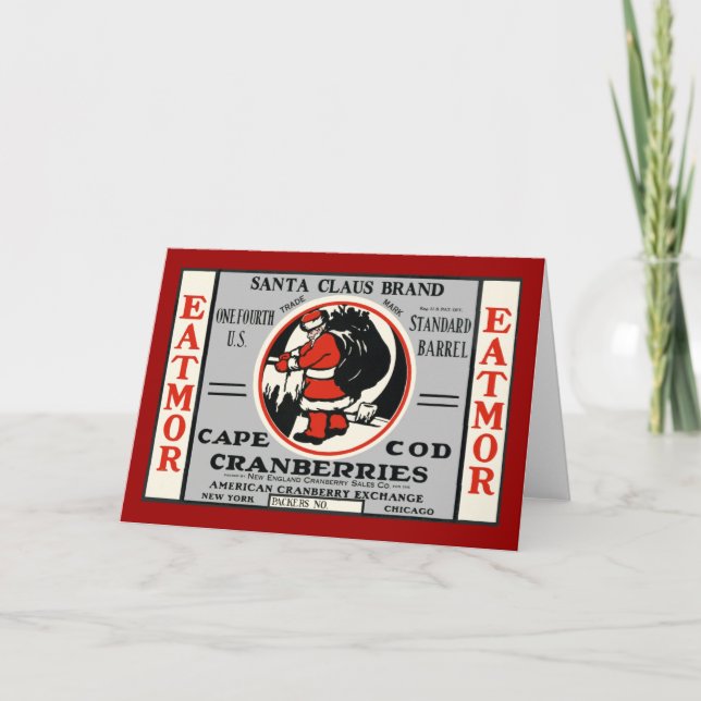 Cartes Pour Fêtes Annuelles Canneberge Père Noël de Cape Cod (Devant)