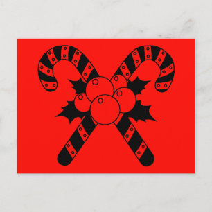 Cartes Pour Fêtes Annuelles Canneberges et gui Joyeux Noël noir