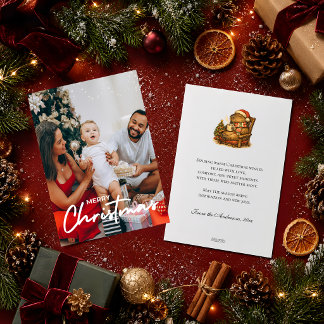 Cartes Pour Fêtes Annuelles Capa Noël Cozy Photo Capybara Chocolat Chaud Rétro