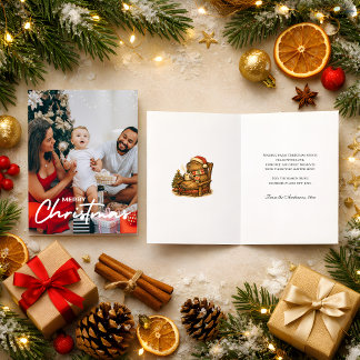 Cartes Pour Fêtes Annuelles Capa Noël Photo Capybara Rétro Chocolat Chaud Cozy