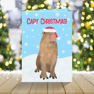 Cartes Pour Fêtes Annuelles Capable Noël drôle mignonne Capybara Pun neige