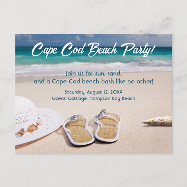 Cartes Pour Fêtes Annuelles Cape Cod Beach Party ! (Devant)