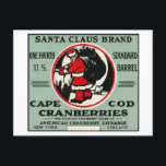 Cartes Pour Fêtes Annuelles Cape Cod Santa Claus Marque Cranberry Étiquette<br><div class="desc">Cape Cod,  Massachusetts - Santa Claus Brand Cranberry Étiquette - Cape Cod,  MA a été créé en 1930. Cette image représente des scènes de Cape Cod,  MA.</div>