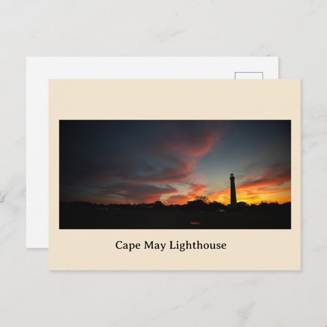Cartes Pour Fêtes Annuelles Cape May Lighthouse Sunset Postcard (Devant / Derrière)