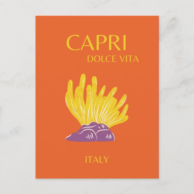 Cartes Pour Fêtes Annuelles Capri, Italie, Voyage, Preppy, Orange (Devant)