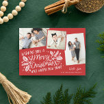 Cartes Pour Fêtes Annuelles Capture d'écran multiphoto Vintage rouge à brillan<br><div class="desc">Ce carte photo de vacances festif et chic présente notre feuillage d'hiver original dessiné à la main avec une typographie de style sucré dans des couleurs vives et des photos inclinées avec des bordures colorées. Le dos est accompagné d'un motif assorti pour une touche spéciale supplémentaire.</div>