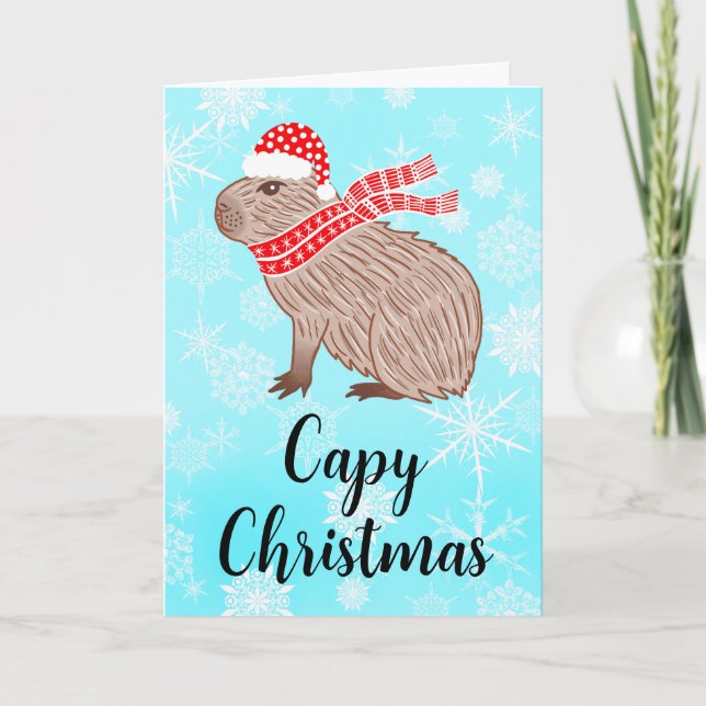 Cartes Pour Fêtes Annuelles Capy Christmas Funny Capybara Snowflake Holiday (Devant)