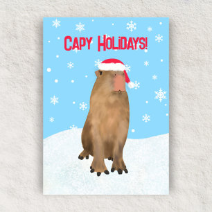 Cartes Pour Fêtes Annuelles Capy Holidays Funny Cute Capybara Pun Flat