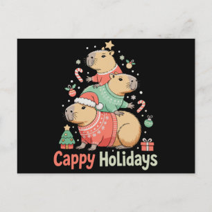Cartes Pour Fêtes Annuelles Capybara Cappy de Noël Arbre de Noël Saison des Fê