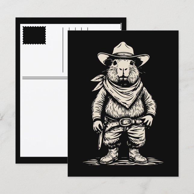 Cartes Pour Fêtes Annuelles capybara cow-boy (Devant / Derrière)