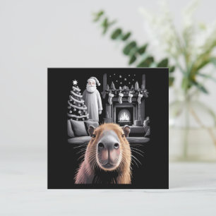Cartes Pour Fêtes Annuelles Capybara drôle selfie avec Santa Capy Noël 