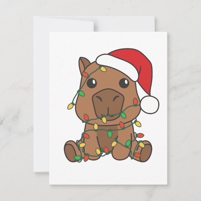 Cartes Pour Fêtes Annuelles Capybara Noël Animaux d'hiver (Devant)