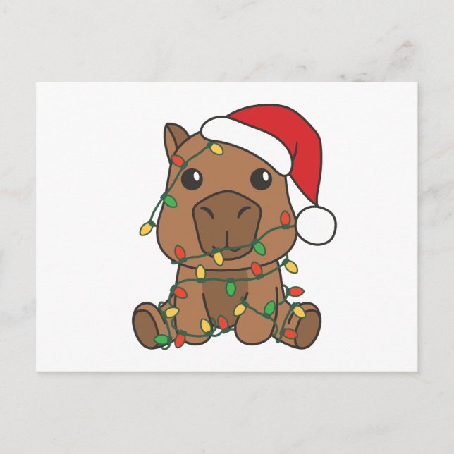 Cartes Pour Fêtes Annuelles Capybara Noël Animaux d'hiver (Devant)