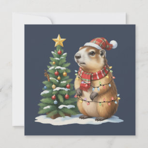 Cartes Pour Fêtes Annuelles Capybara Noël Cappy Amateur d'Animaux Xmas