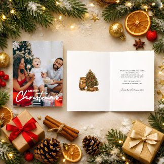 Cartes Pour Fêtes Annuelles Capybara Noël Cozy Photo Arbre de Noël Rétro