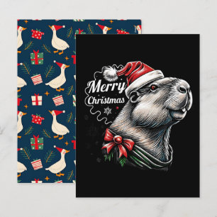 Cartes Pour Fêtes Annuelles Capybara qui fait dab Noël Santa – Vacances drôles