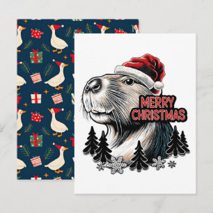 Cartes Pour Fêtes Annuelles Capybara qui fait dab Noël Santa – Vacances drôles