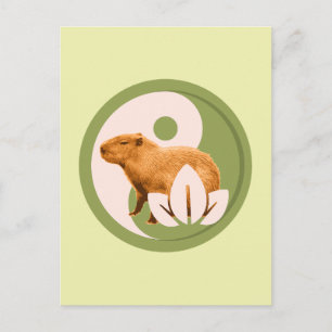 Cartes Pour Fêtes Annuelles Capybara Zen Yin Yang Nature Paisible