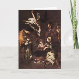 Cartes Pour Fêtes Annuelles Caravaggio -Nativité avec St Francis et St Lawrenc