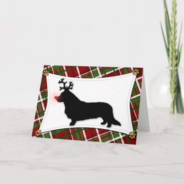 Cartes Pour Fêtes Annuelles Cardigan Welsh Corgi Reindeer Christmas Card (Devant)