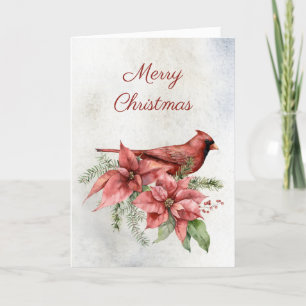 Cartes Pour Fêtes Annuelles Cardinal avec Poinsettias