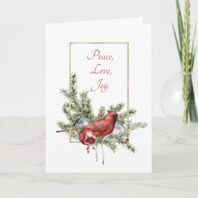 Cartes Pour Fêtes Annuelles Cardinal avec un bouquet de Noël (Devant)