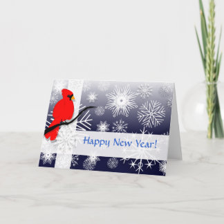 Cartes Pour Fêtes Annuelles Cardinal et flocons de neige, Bonne année!
