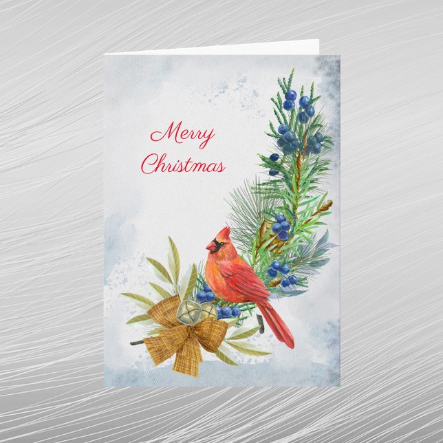 Cartes Pour Fêtes Annuelles Cardinal Red Juniper Berries Noël (Créateur téléchargé)