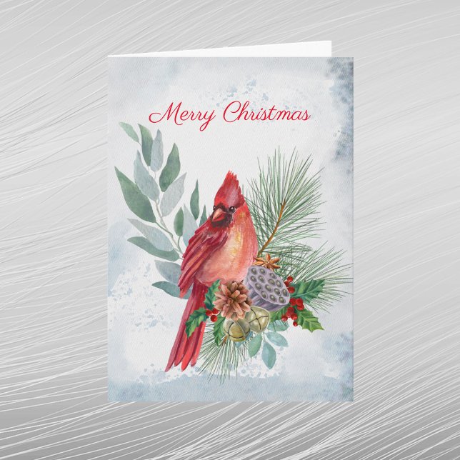 Cartes Pour Fêtes Annuelles Cardinal Red Pine Green Noël (Créateur téléchargé)