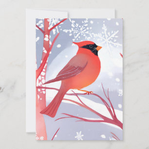 Cartes Pour Fêtes Annuelles Cardinal rouge   Belle aquarelle peinture