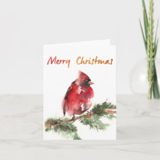 Cartes Pour Fêtes Annuelles cardinal rouge d'aquarelle de Joyeux Noël